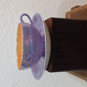 Vintage MEITO BLUE GOLD LUSTRE LUSTER WARE CUP SAUCER JAPAN Teacup RARE ChinaP